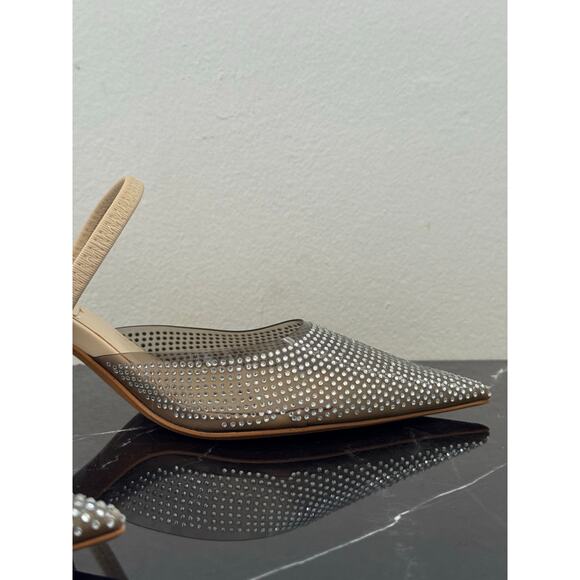 Zara Rhinestone Mesh Slingback Kitten Heels - Picture 8 of 13